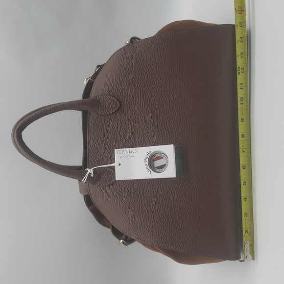 2047- Anna Paola Genuine Leather Brown Handbag Made In Italy NWT - Picture 5 of 12
